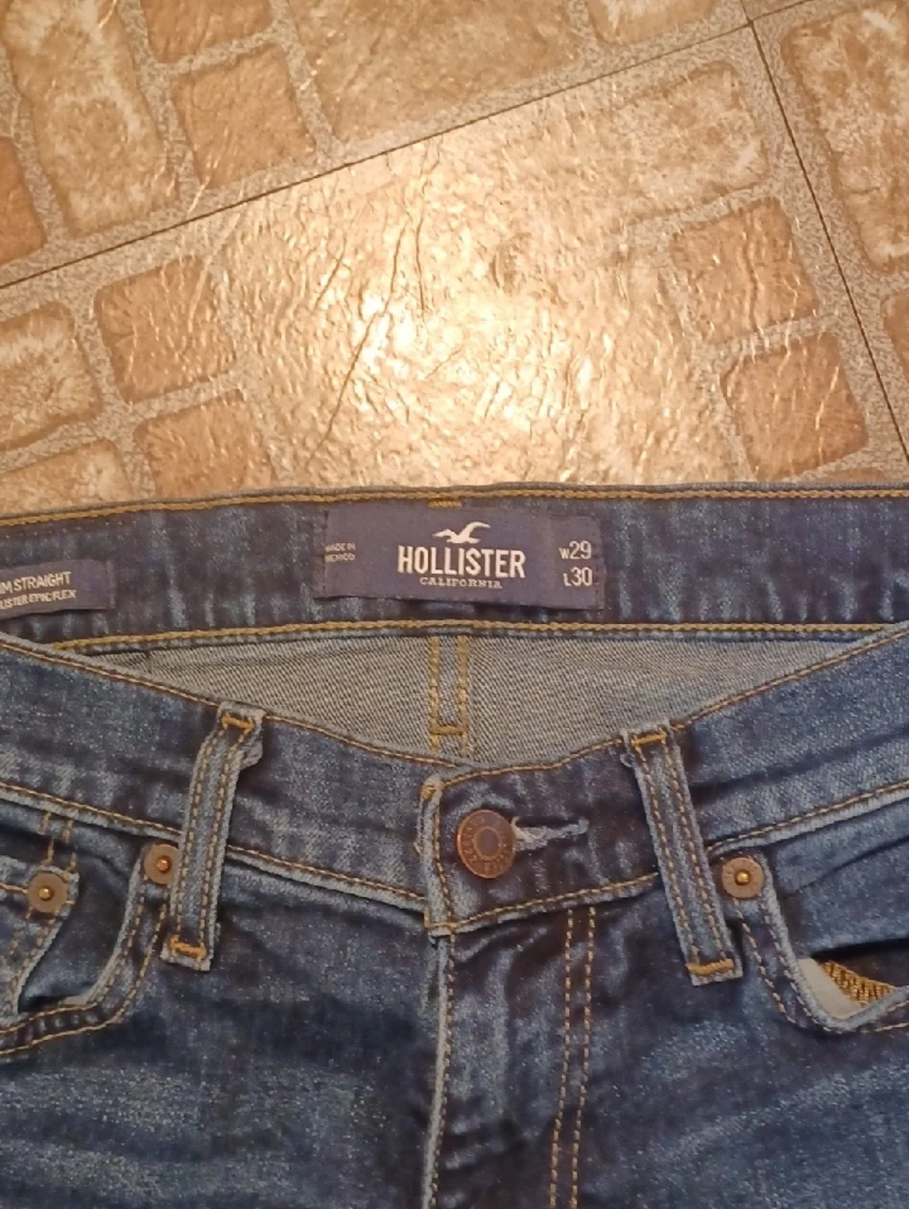 Hollister Men's Straight Dark Blue Denim Jeans 29x30 Slim Stright